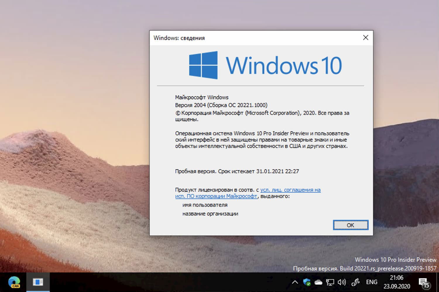 Windows 10 Insider Preview build 20221.1000, ������ 2004