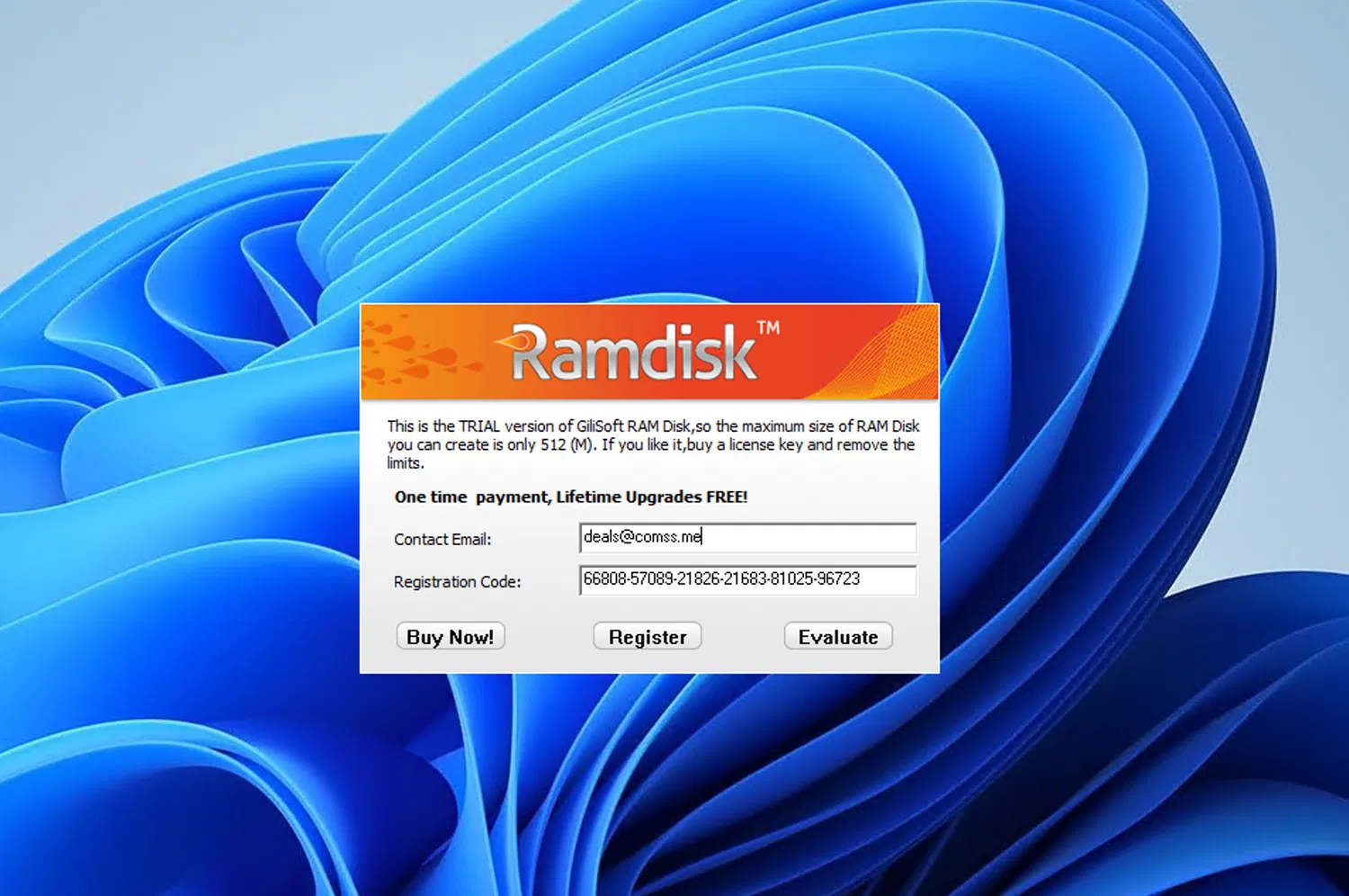 Бесплатная лицензия GiliSoft RAMDisk
