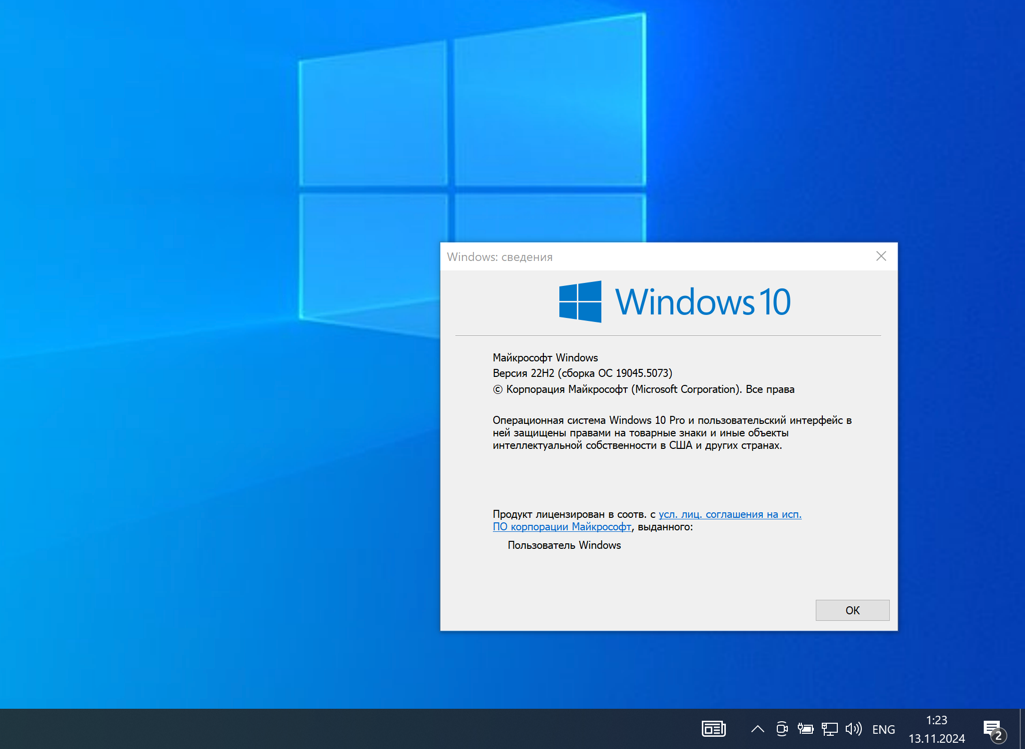 Windows 10, версия 22H2 (сборка ОС 19045.5131)