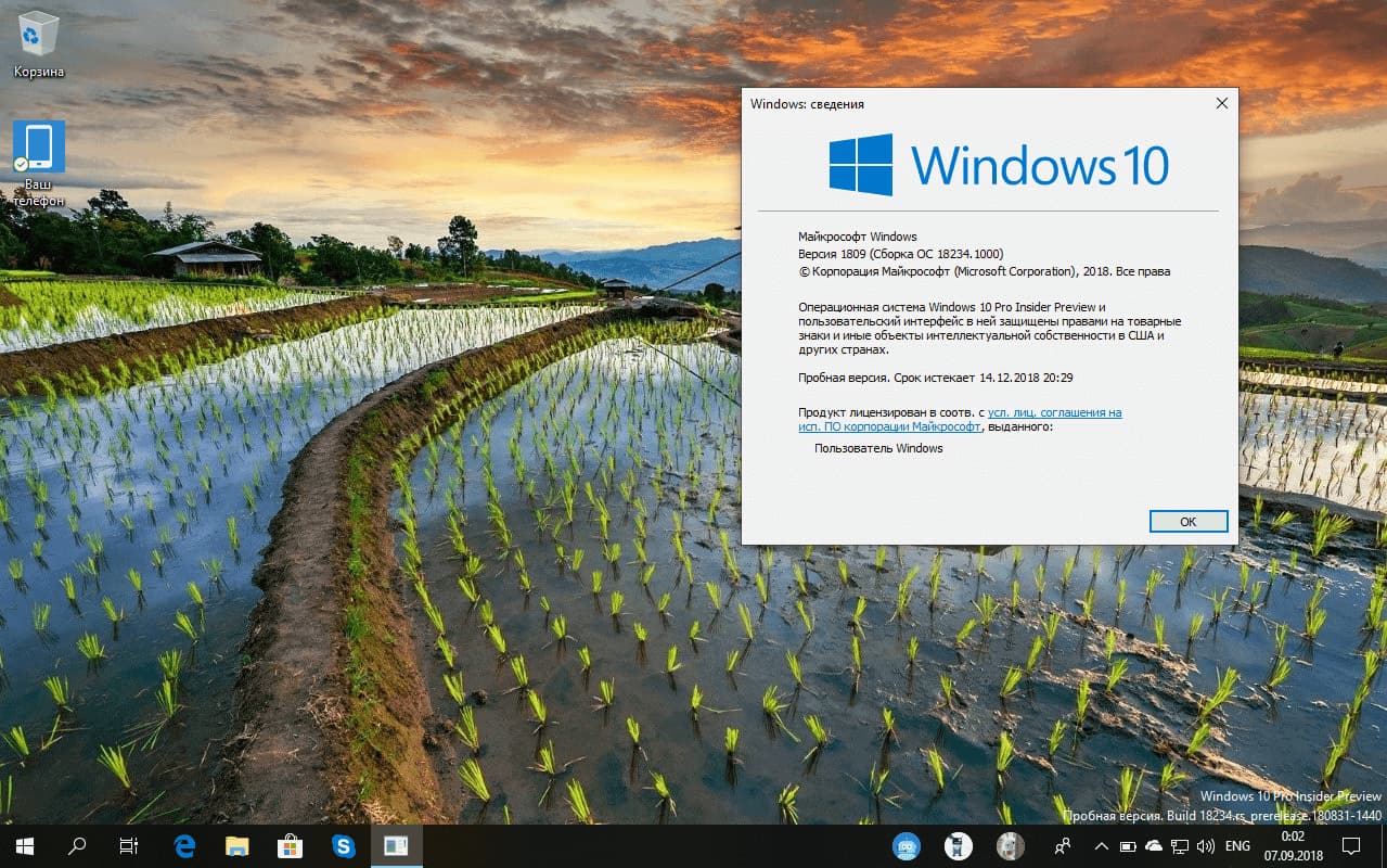 Windows 10 build 18234 (19H1)