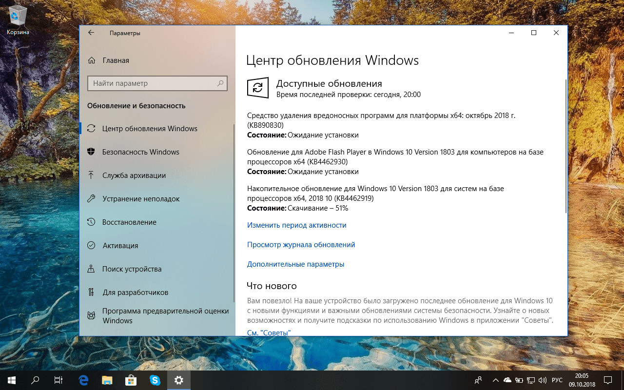 ��������� ���������� KB4462919 (17134.345) ��� Windows 10 ������ 1803