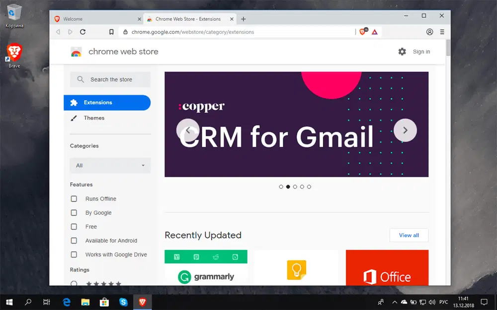 ������� Brave � ��������-������� Chrome