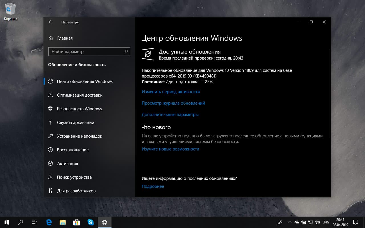 ��������� ���������� KB4490481 (17763.404) ��� Windows 10 ������ 1809