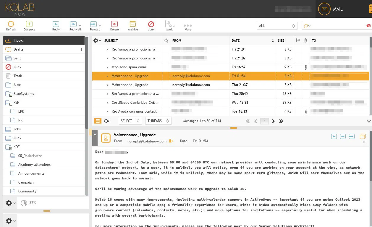 ���������� �������� ������� � ������ ����������� � Kolab Now