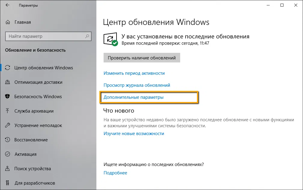 �������������� ��������� ���������� Windows 10