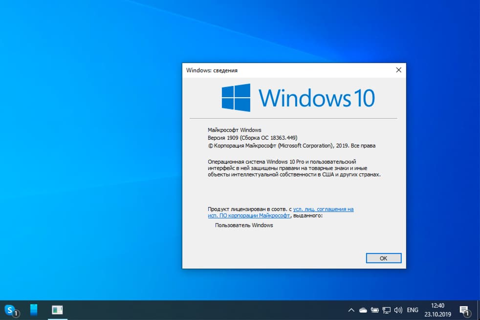 Windows 10 Build 18363.449 (версия 1909)