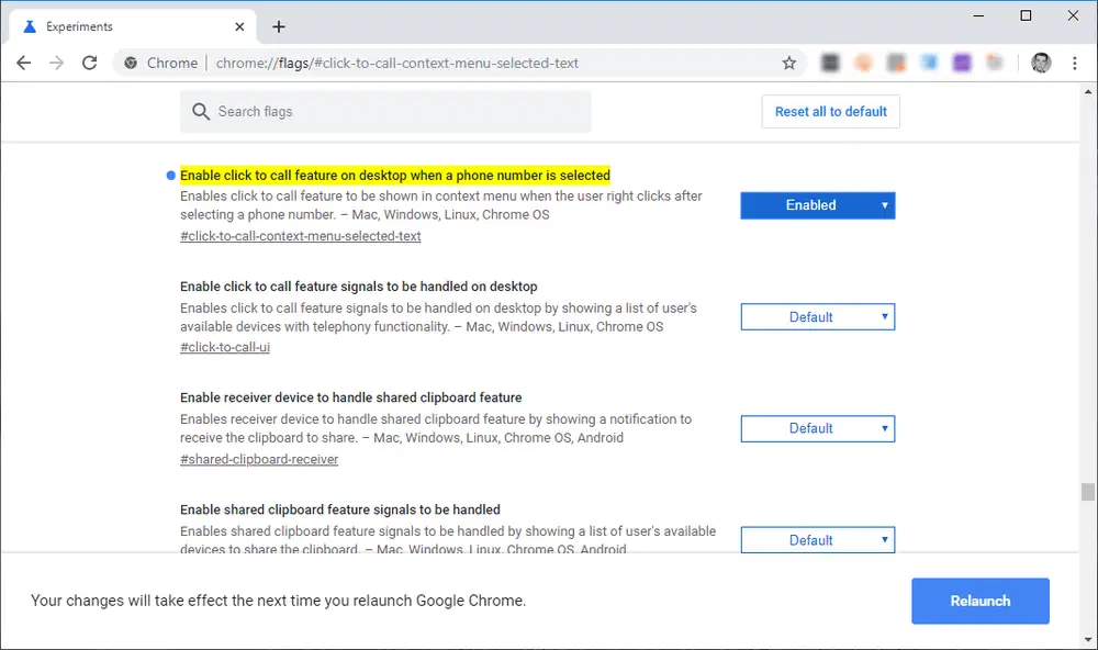 Enable click to call feature on desktop when a phone number is selected