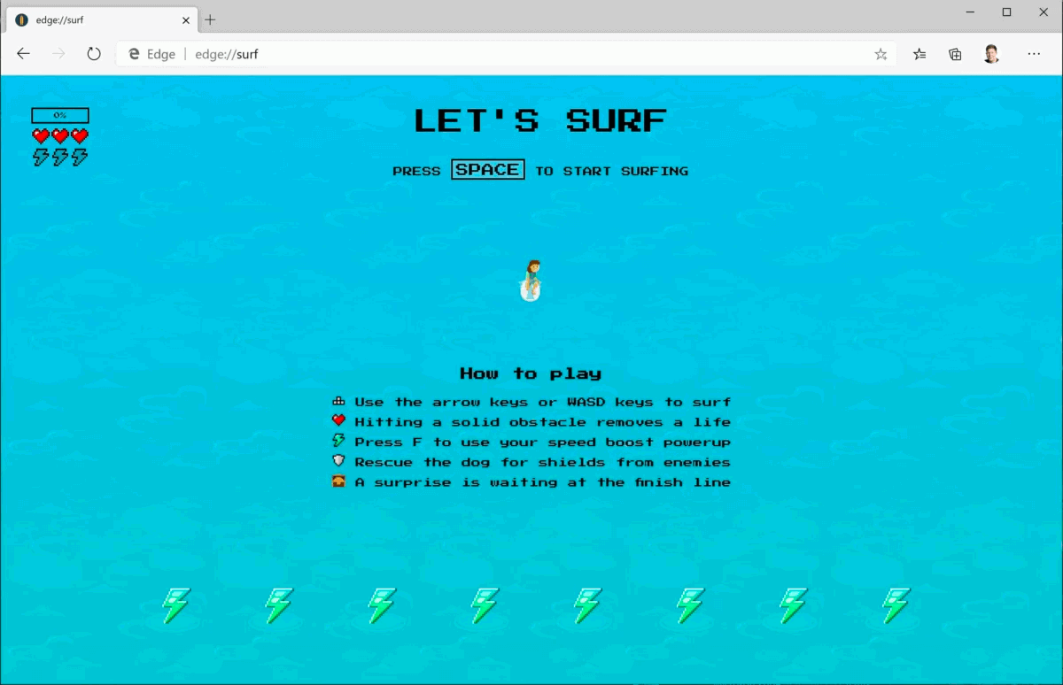 Мини-игра в Microsoft Edge