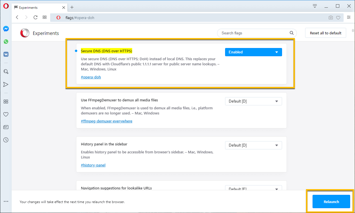 Opera � Secure DNS (DNS over HTTPS)