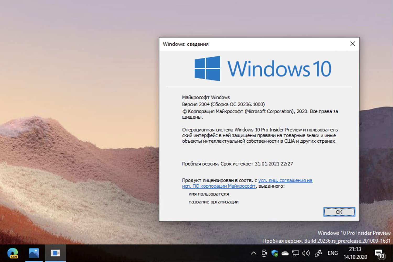 Windows 10 Insider Preview build 20236.1000, ������ 2004
