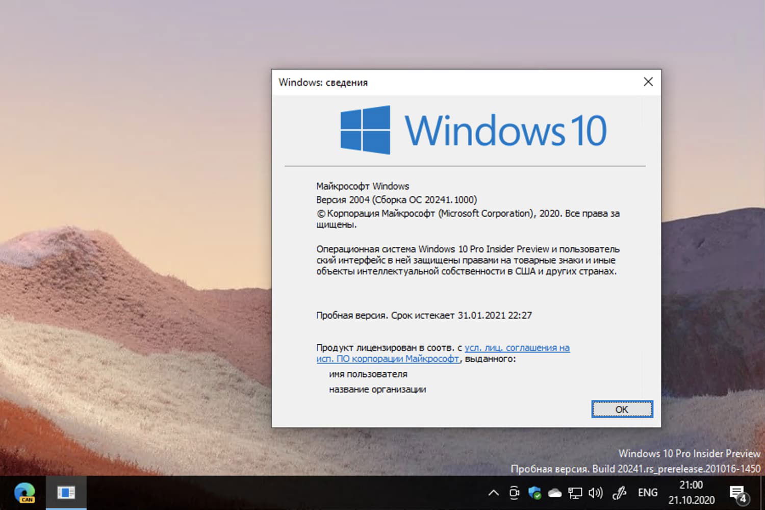 Windows 10 Insider Preview build 20241.1000, ������ 2004