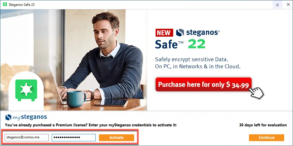 ���������� �������� Steganos Safe