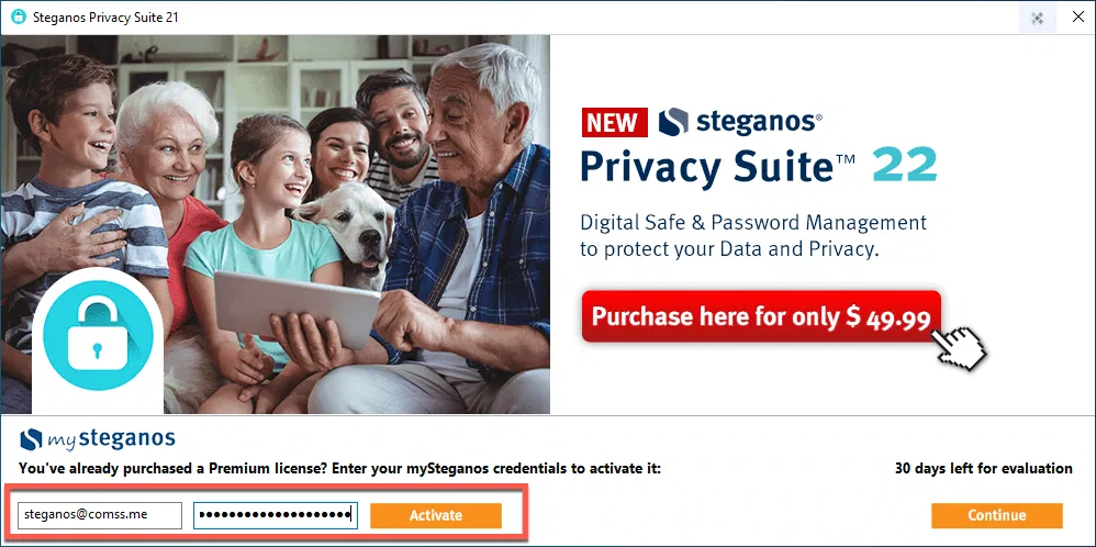 ���������� �������� Steganos Privacy Suite