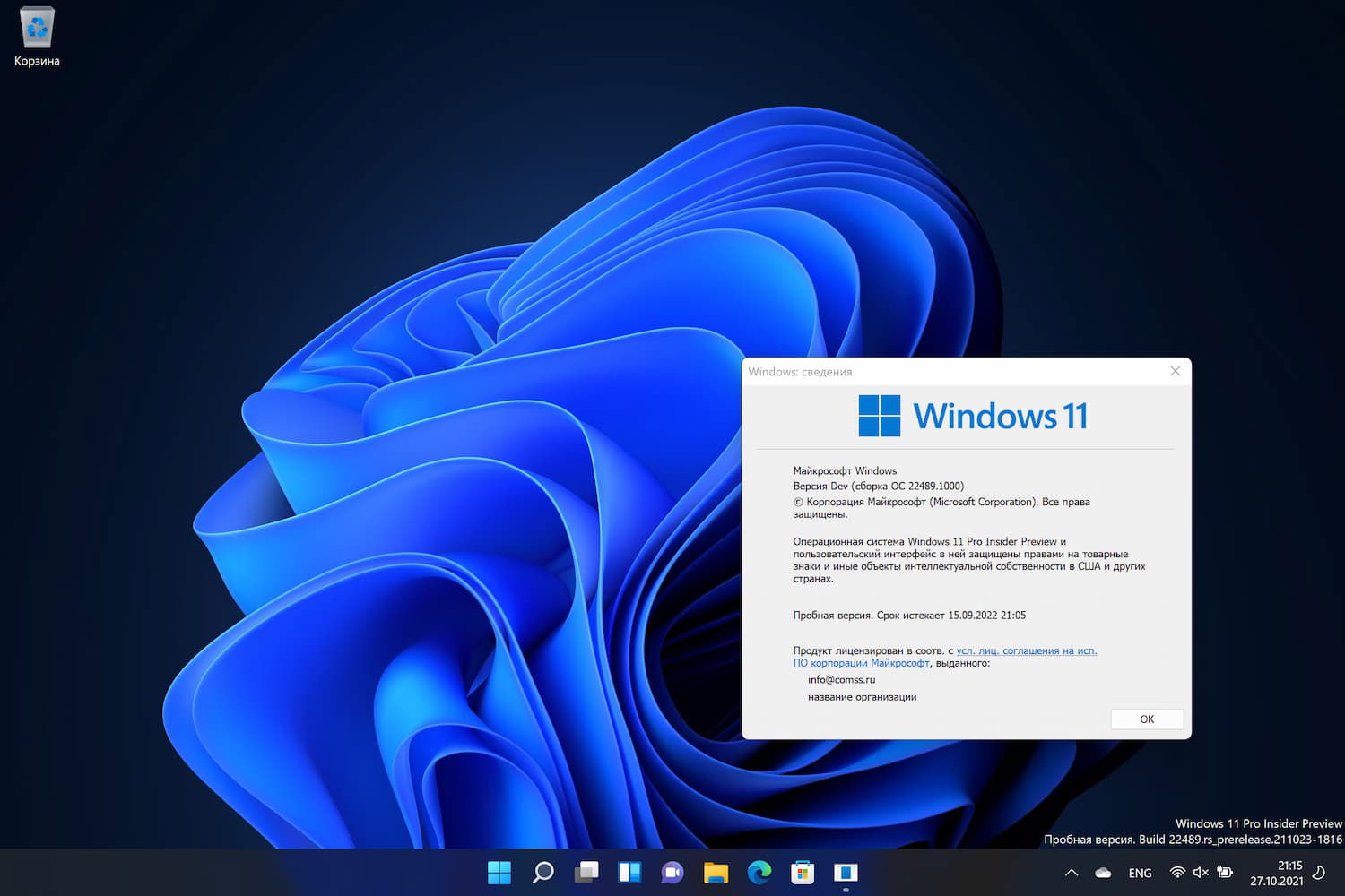 Windows 11, ������ Dev (������ �� 22489.1000)