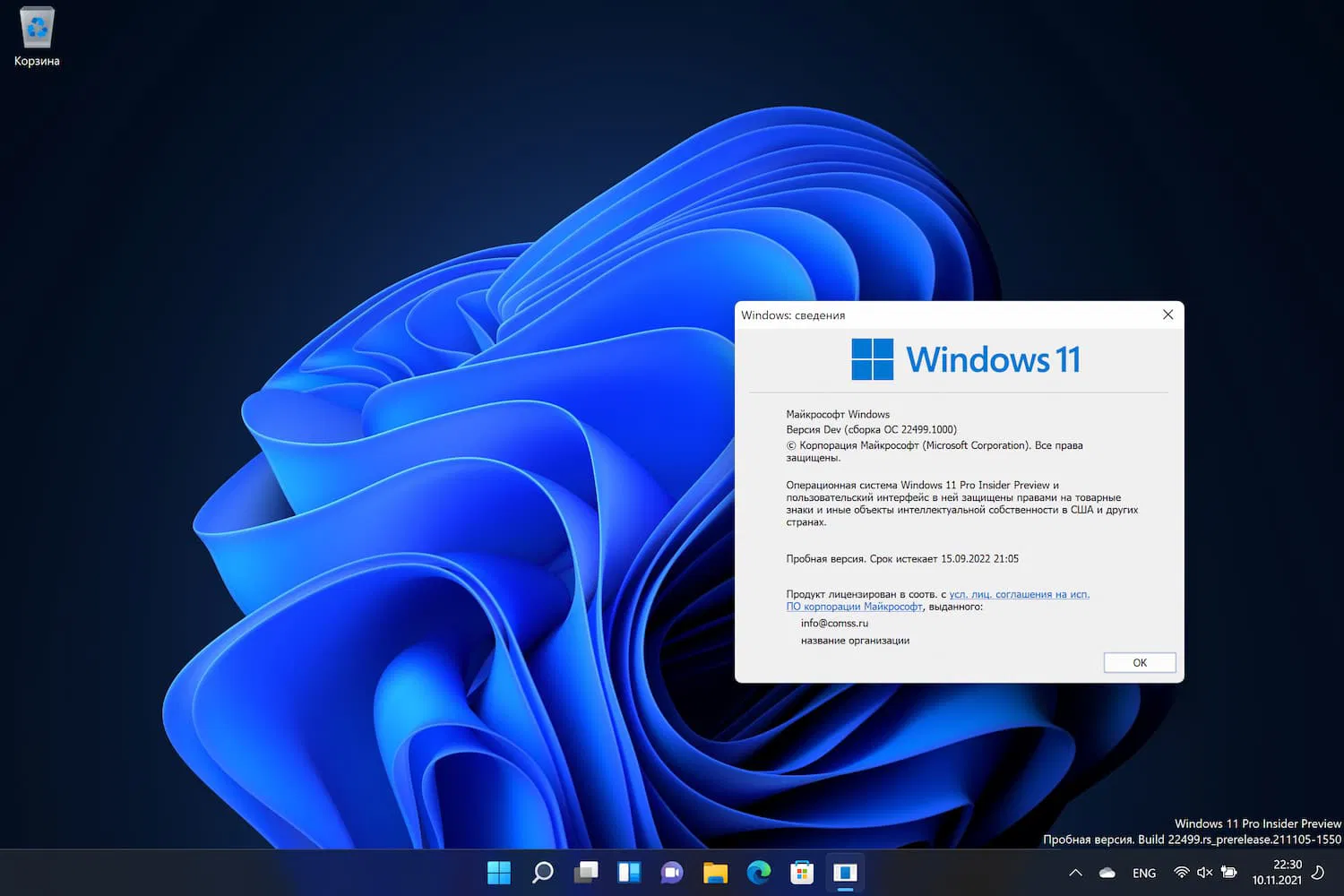 Windows 11, ������ Dev (������ �� 22499.1000)