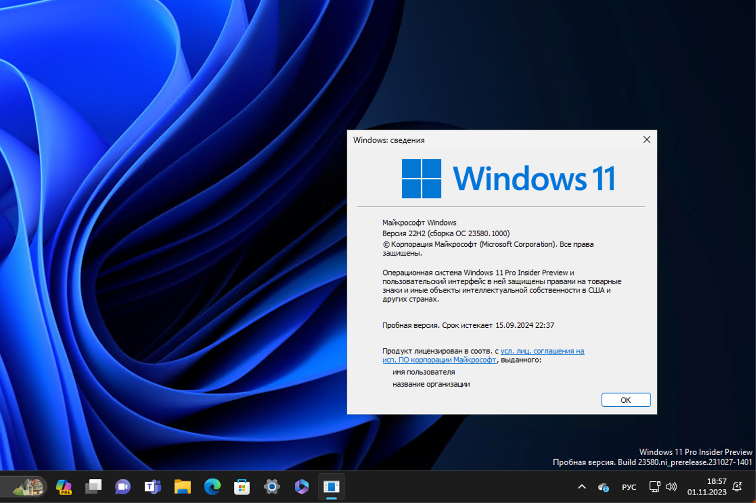 Windows 11, ������ 22H2 (������ �� 23580.1000)
