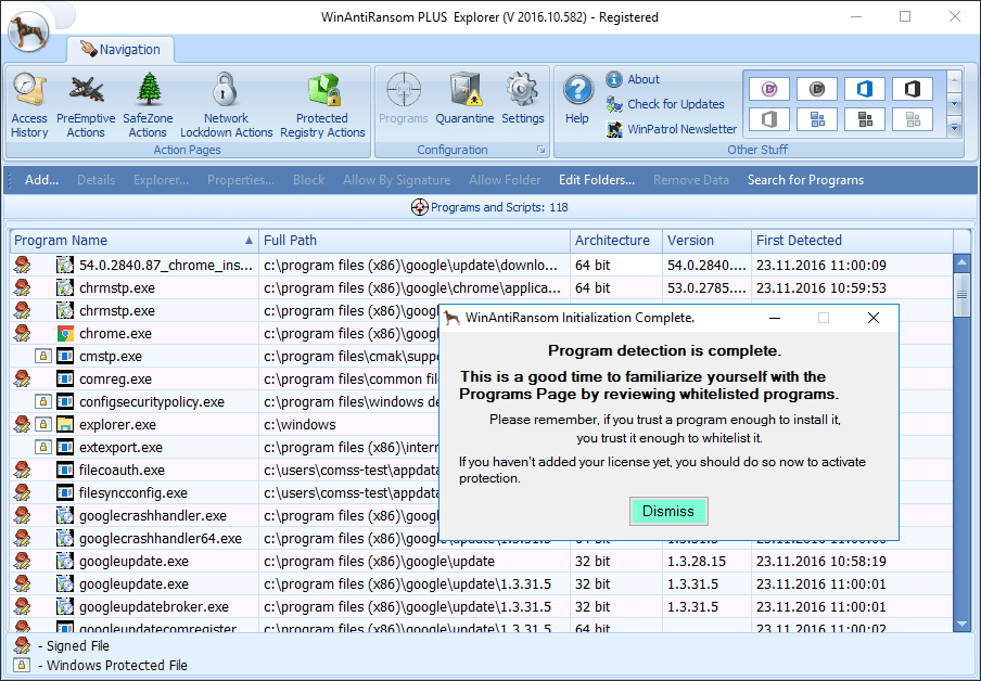 ����� WinPatrol WinAntiRansom: ������ ��������