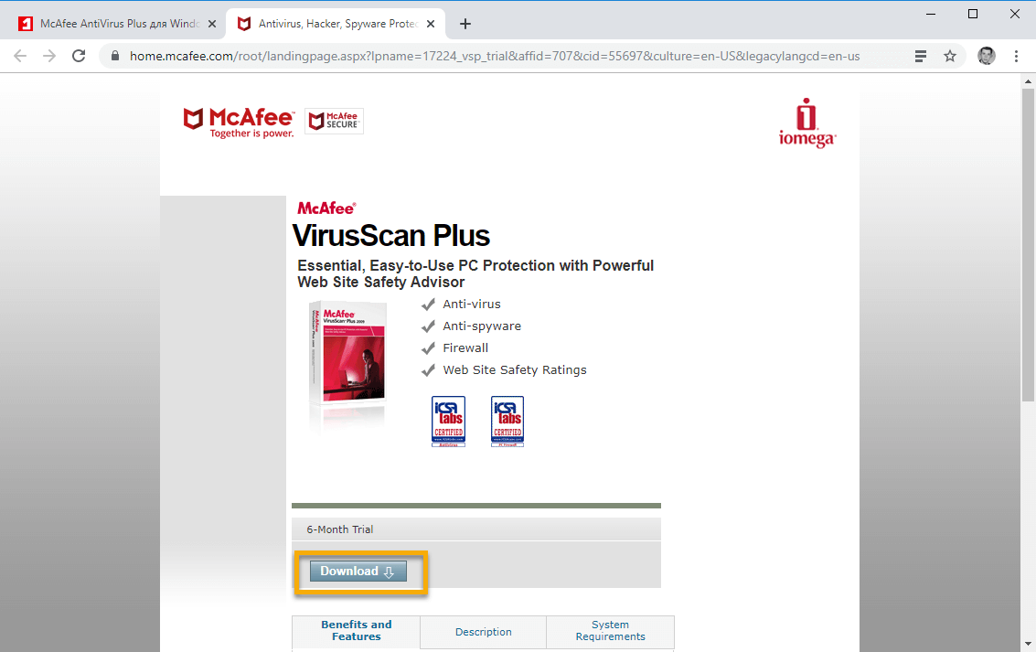McAfee AntiVirus Plus ��� Windows � �� 6 ������� ���������