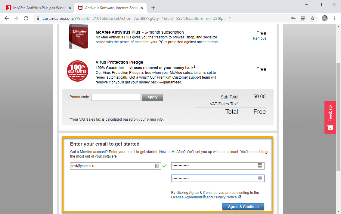 McAfee AntiVirus Plus ��� Windows � �� 6 ������� ���������