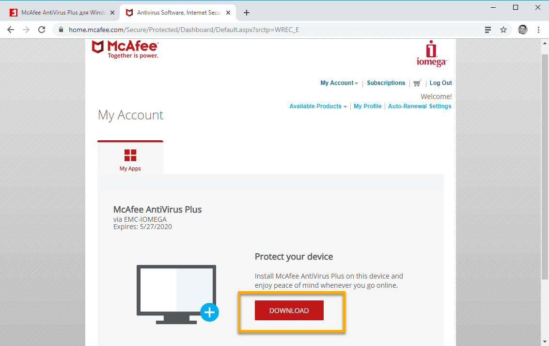 McAfee AntiVirus Plus ��� Windows � �� 6 ������� ���������
