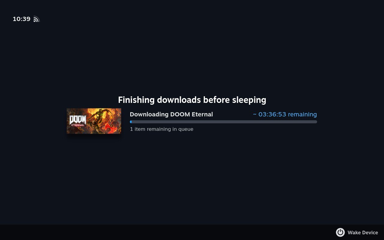 Экран состояния загрузки Steam Deck
