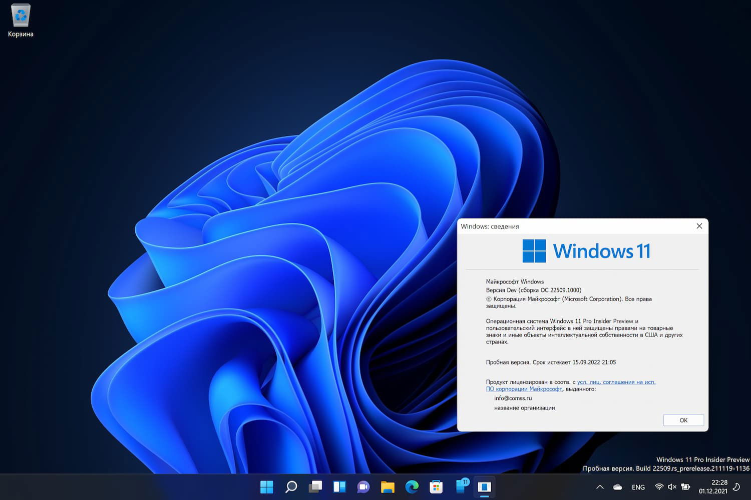 Windows 11, ������ Dev (������ �� 22509.1000)