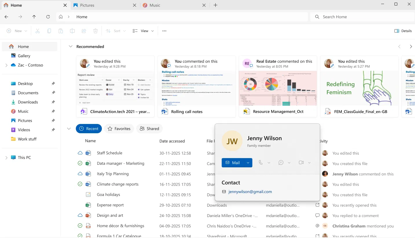 �������� Windows People Card � ���������� Windows 11.
