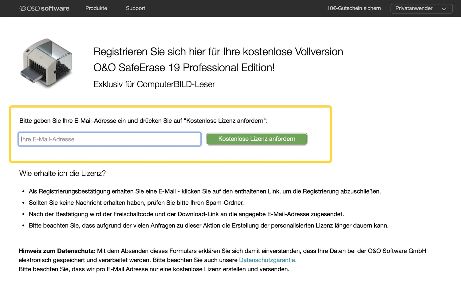 ���������� �������� O&O SafeErase 19.4 Professional