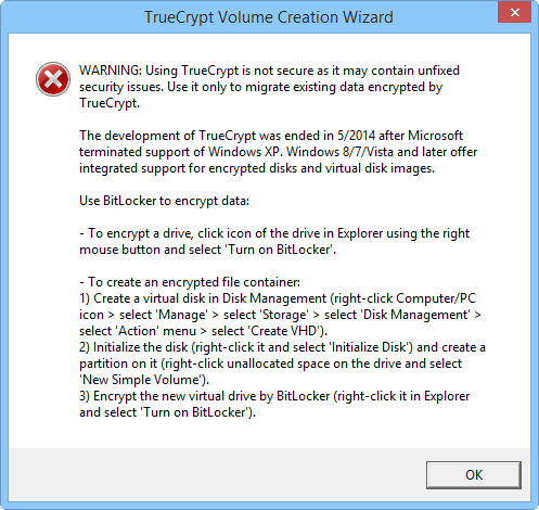 ����������� ���� TrueCrypt ���������� ���������� �� BitLocker