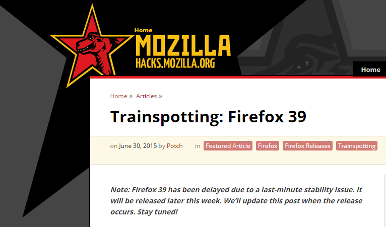 ����� Firefox 39 ��� ������� � ��������� ������ ��-�� ��������� ������������