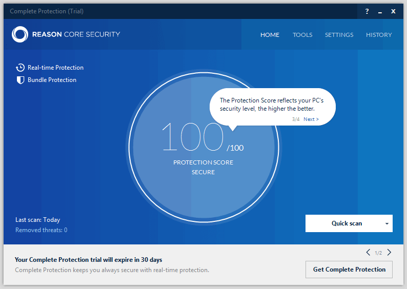 ����� Reason Core Security 1.1 � ������ ���������� Windows 10