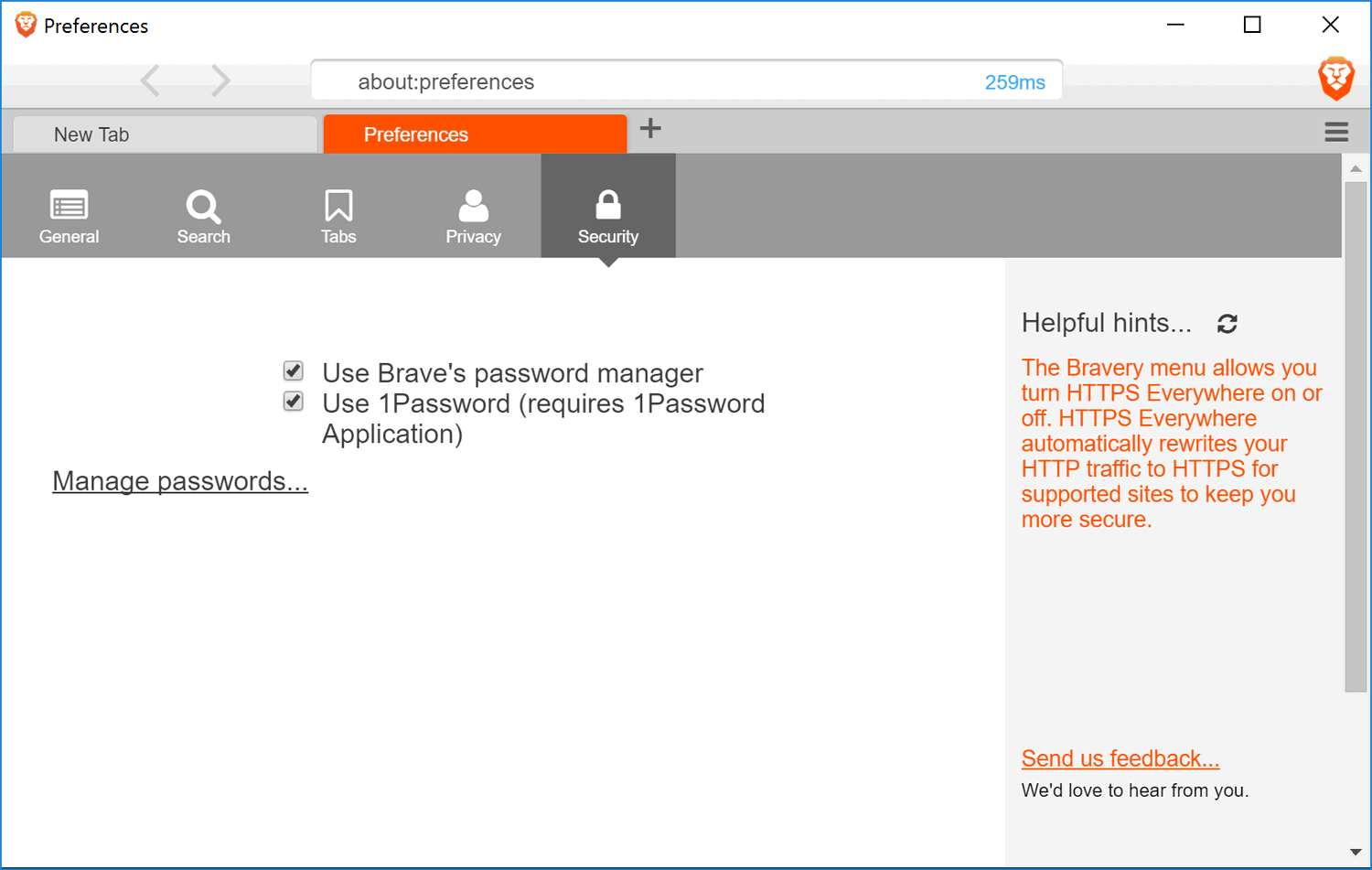 ����� ������ �������� Brave � ����������� 1Password � ���������� Windows  32-bit