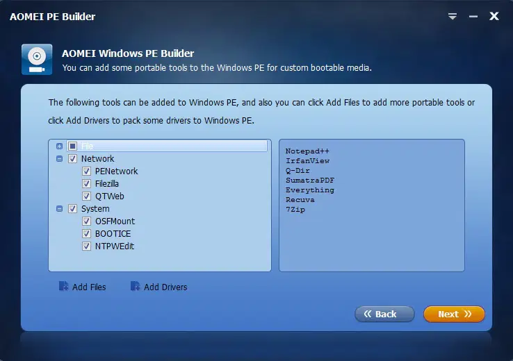AOMEI PE Builder Free - ���������� ����������� �������� �� ���� Windows PE
