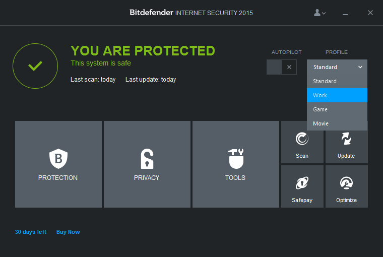 Bitdefender Internet Security 2015 - ������� Bitdefender Profiles