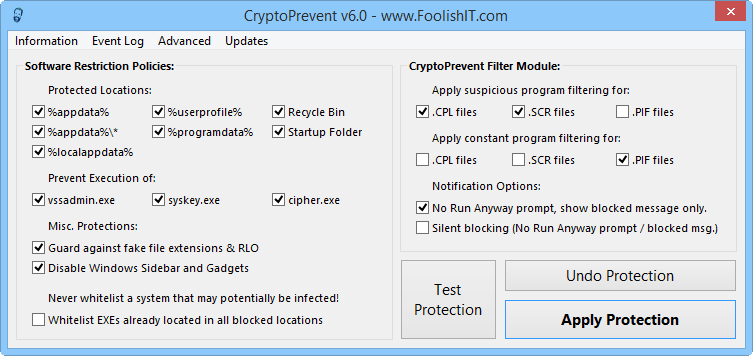 ����� ������ CryptoPrevent Filter Module
