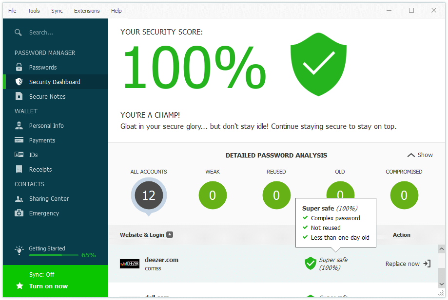 ����� Dashlane 4: ����� ������������