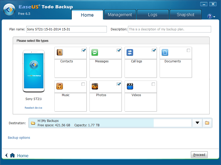 EaseUS Todo Backup ������������ Android-����������