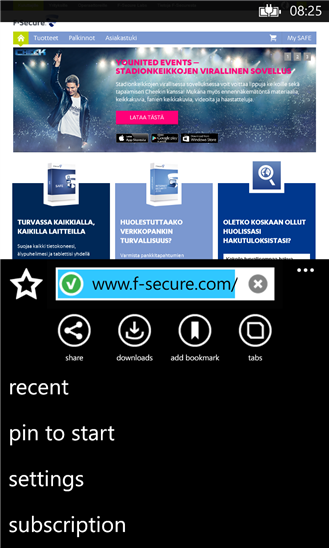 ����� F-Secure SAFE ��� Windows Phone
