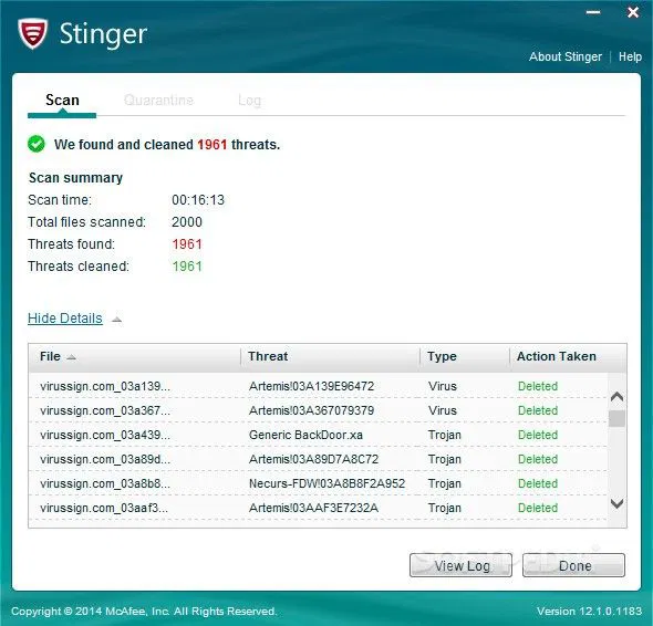 ����� McAfee Labs Stinger: ������� �����������