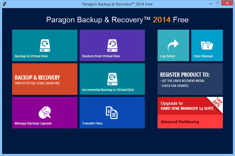 ����� ������ Paragon Backup & Recovery 2014 Free