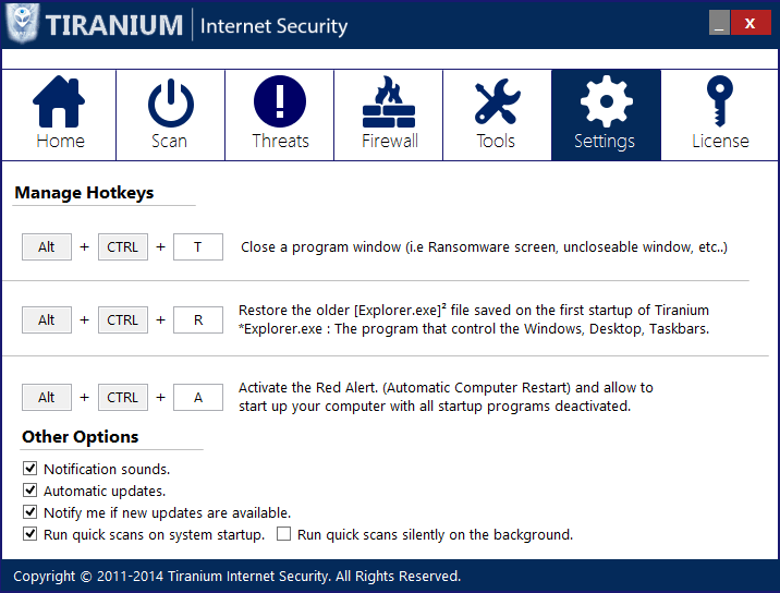����� Tiranium Internet Security - Premium 2014: ������� ���������