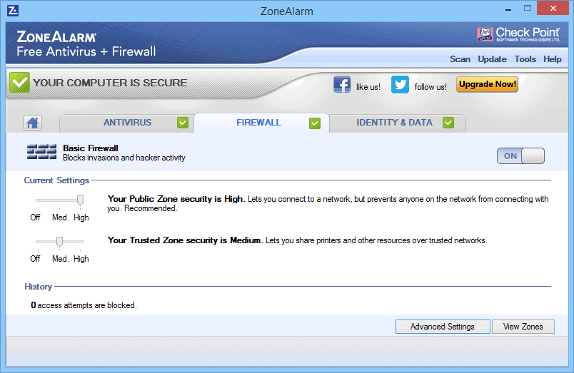 ����� ZoneAlarm Free Antivirus + Firewall 2016: ������������ �������