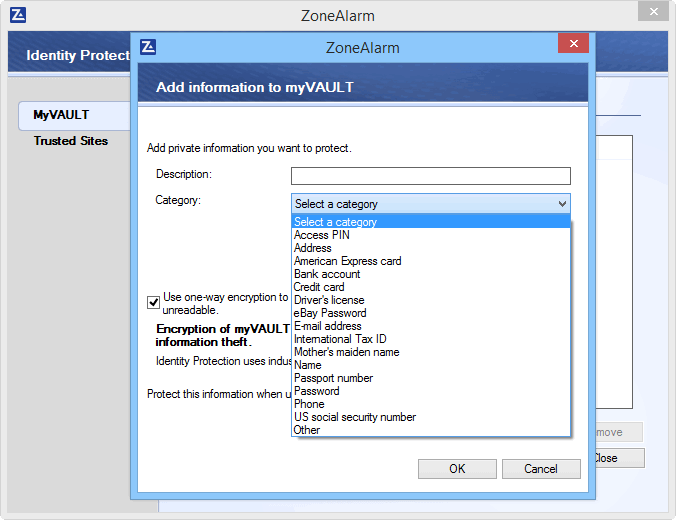 ����� ZoneAlarm Free Firewall 2015: ������ Identity Lock