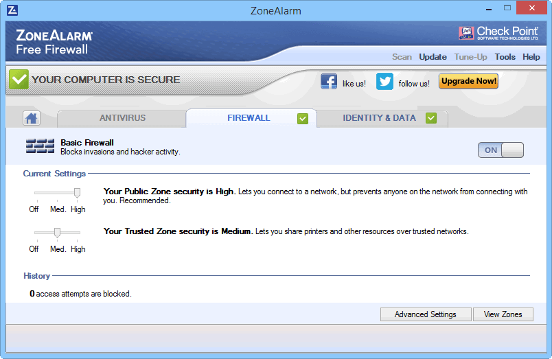 ����� ZoneAlarm Free Firewall 2015: ������� ������� ��������
