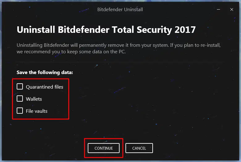 �������� ���������� Bitdefender ����� ������ ����������