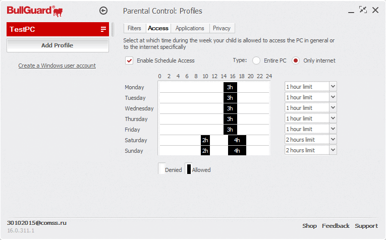 ����� BullGuard Internet Security (2016): ������������ ��������: ����������� �������