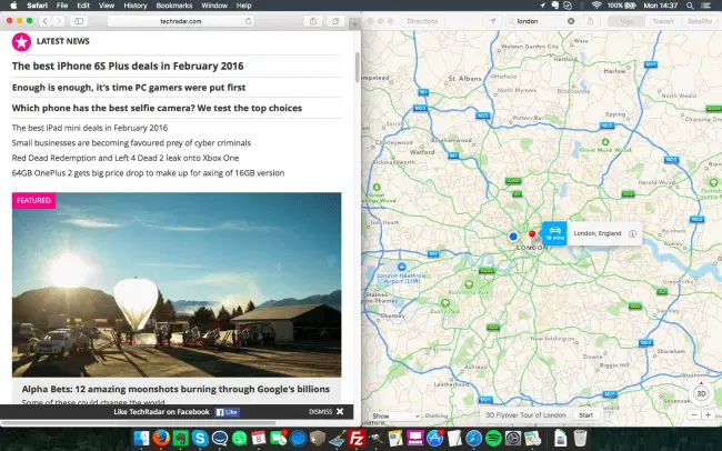 ����� Mac OS X 10.11 El Capitan: Split View