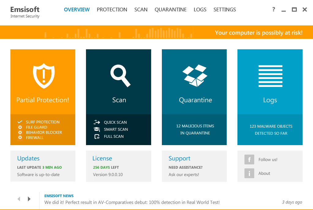 Emsisoft Internet Security 9.0: ������ ������������ - ������������� ����