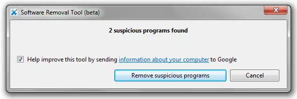 Software Removal Tool ������ �������� �������� Google Chrome