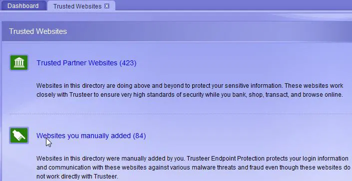 Websites you manually added